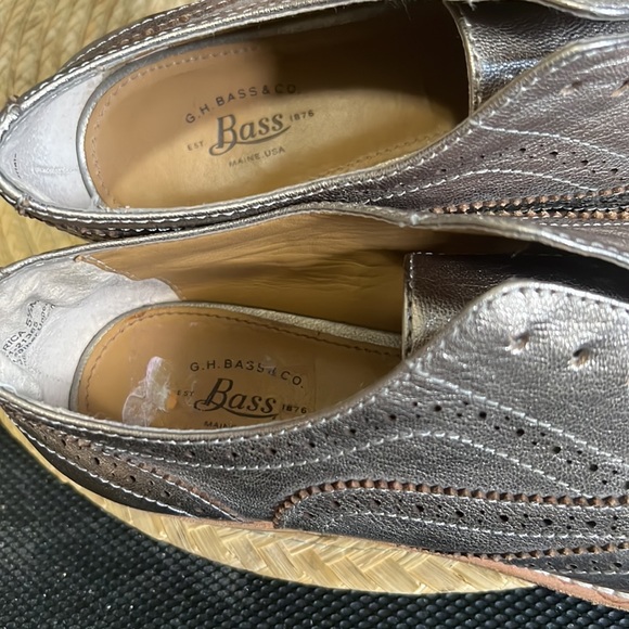 Bass Leather Metallic Rose-gold Oxford Loafer Size 5.5 - Picture 9 of 11